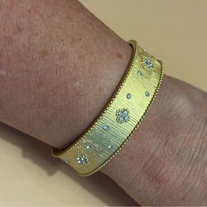 Freida Matte Gold Tone Swarovski Crystal Open Cuff Bracelet